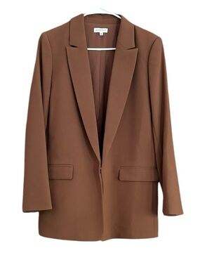 Gianni Bini Boyfriend Long Line Blazer Mocha Brown Career Casual Sz 4